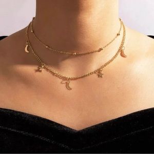 Gold Moon & Star Necklace